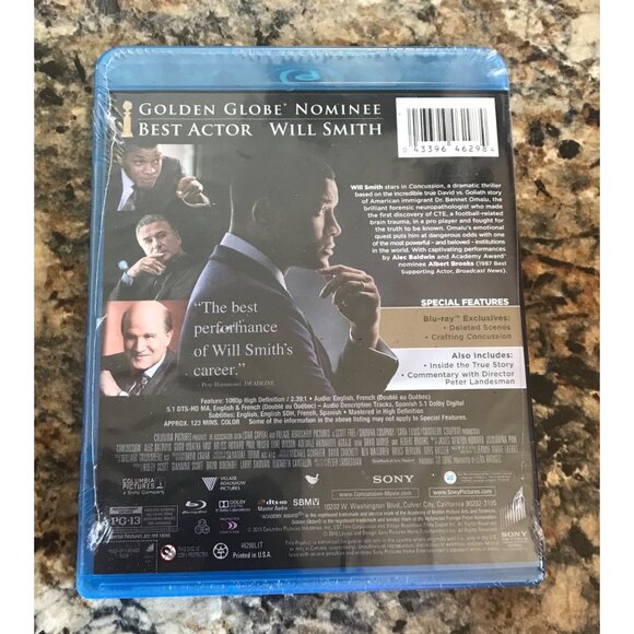 Concussion Blu Ray Will Smith True Story Drama Movie Sealed Golden Globe - Picture 2 of 2
